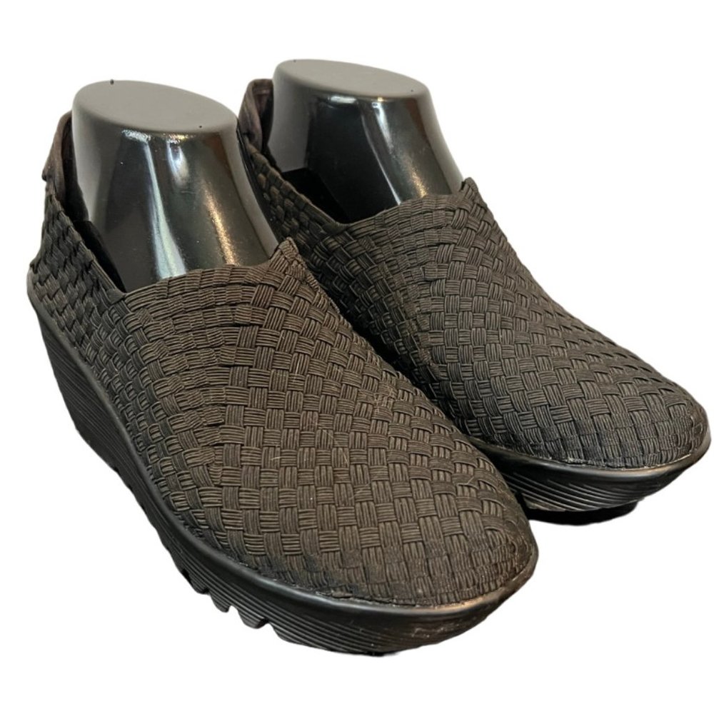 Bernie Mev. Gem Woven Slip On Platform Wedge Shoe Black Size 39